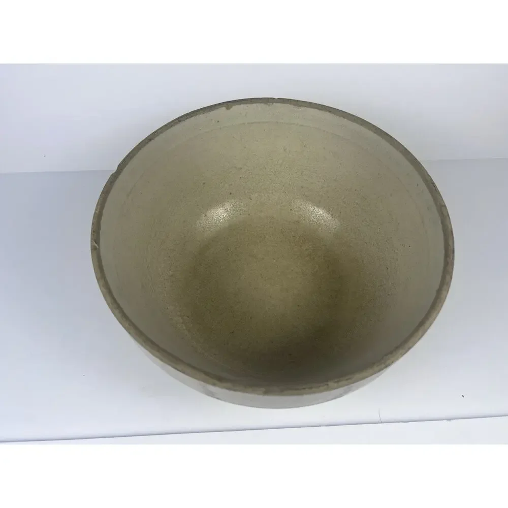Antique Stoneware Bowl Large 10 1/2” Diameter Dough Bowl Mixing Crock Pot
